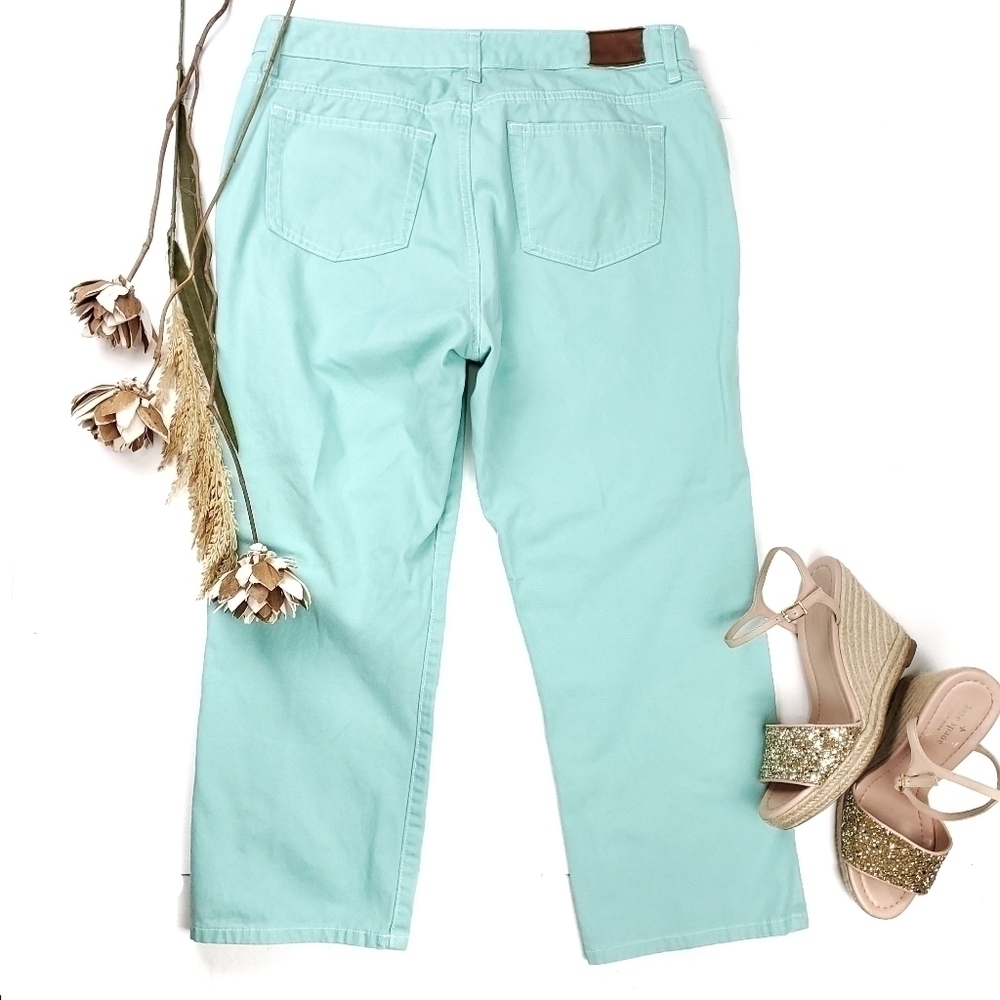 Lands' End Turquoise Original Fit Bootleg Jeans 12 - Picture 2 of 10